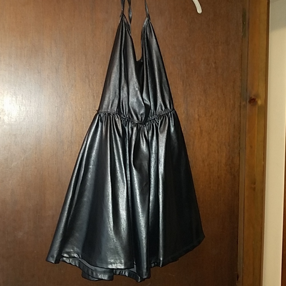 American Apparel Leather Look Halter Neck Skater